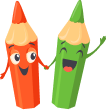 Colorful pencil characters